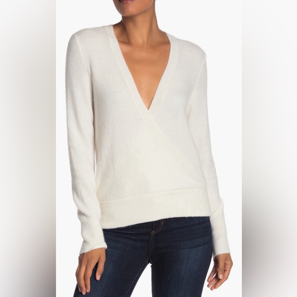 Madewell Ivory Faux Wrap Sweater